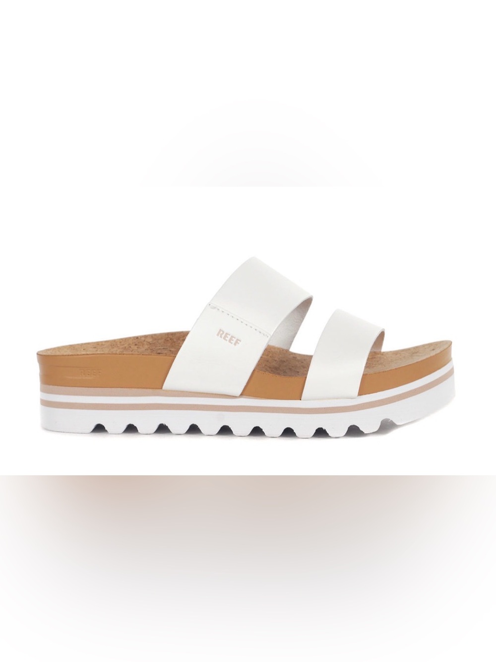 Reef Cushion Vista Hi Platform White Vegan Sandals size 7 EUC